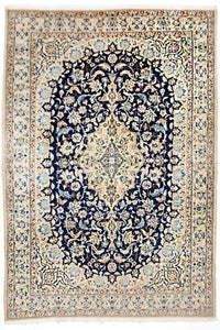 Alfombra Persa - Nain - Real - 180 x 116 cm - azul oscuro