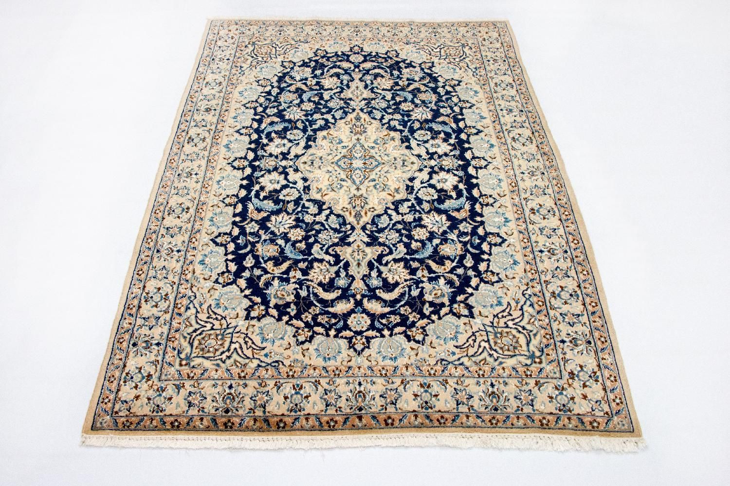 Alfombra Persa - Nain - Real - 180 x 116 cm - azul oscuro