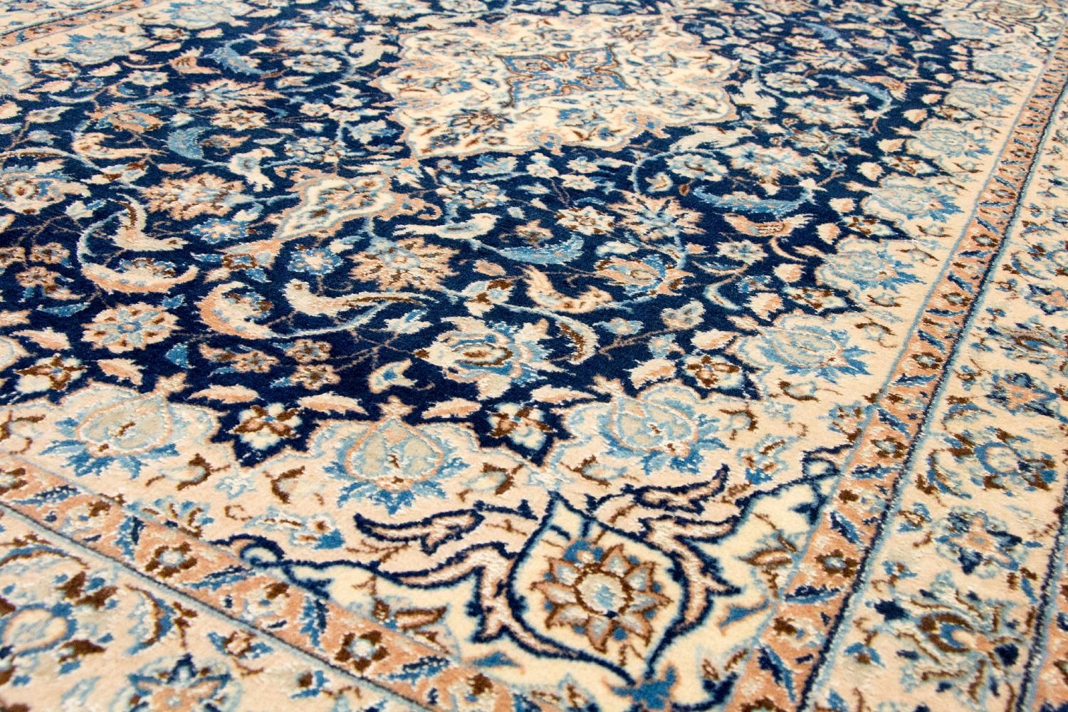 Alfombra Persa - Nain - Real - 180 x 116 cm - azul oscuro