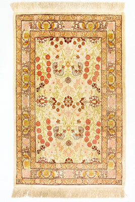 Alfombra de seda - Hereke seda - Prima - 100 x 64 cm - beige
