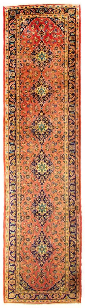 Alfombra de pasillo Alfombra persa - Keshan - 392 x 102 cm - naranja