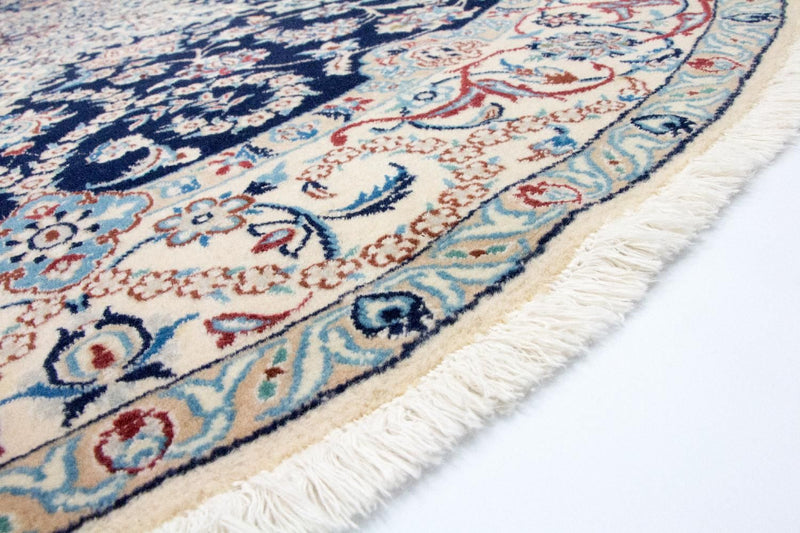Alfombra Persa - Nain - Real redondo  - 210 x 210 cm - azul oscuro