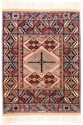 Alfombra afgana - 140 x 120 cm - rosa