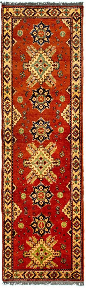 Alfombra de pasillo Alfombra afgana - Hatschlu - 296 x 88 cm - rojo