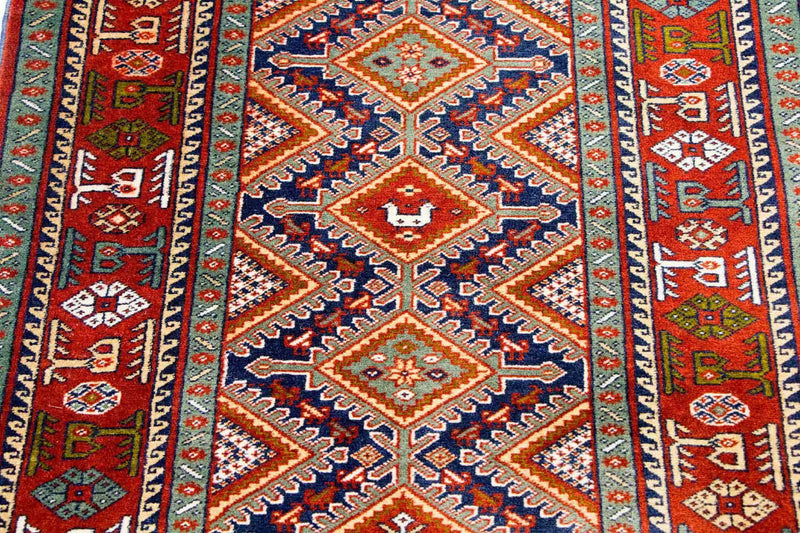 Alfombra de pasillo Alfombra afgana - 194 x 75 cm - rojo