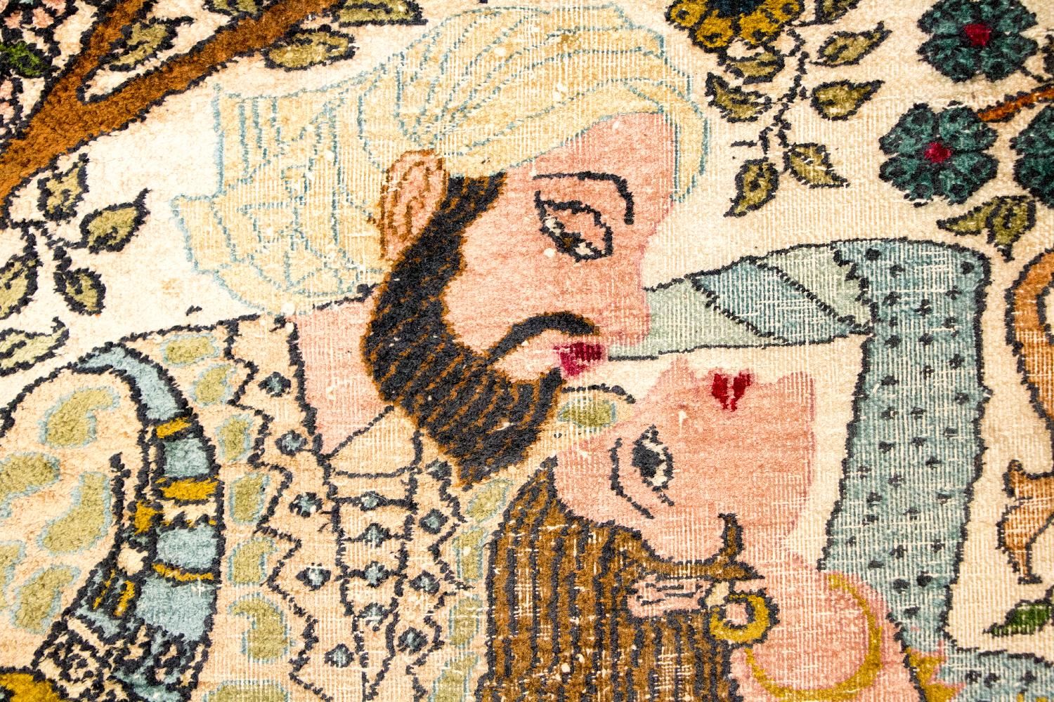 Alfombra de seda - Seda de Cachemira - 150 x 92 cm - multicolor