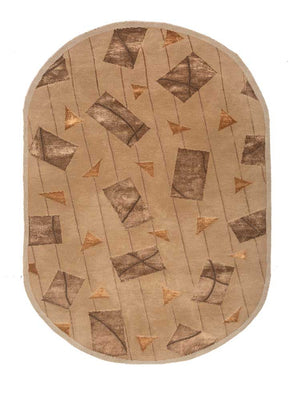 Alfombra de lana oval  - 240 x 150 cm - beige