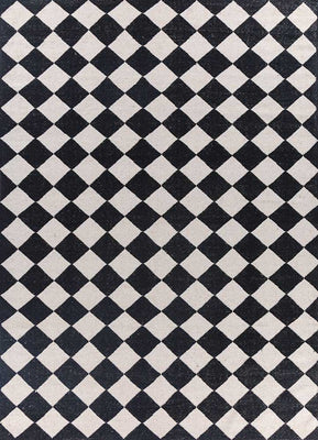 Alfombra de lana - 280 x 182 cm - blanco y negro