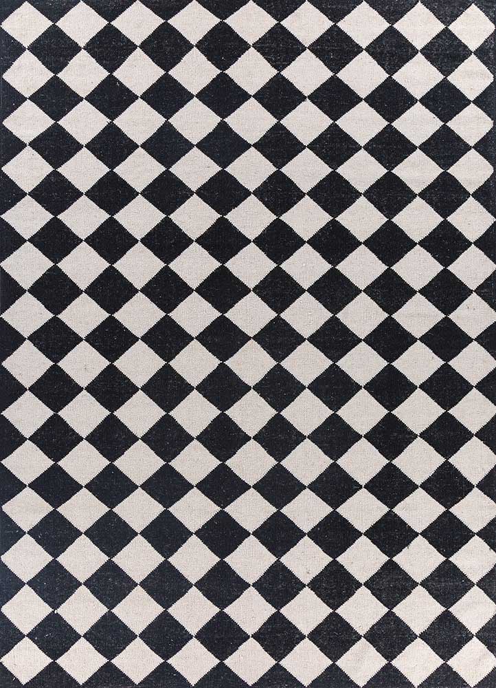 Alfombra de lana - 280 x 182 cm - blanco y negro