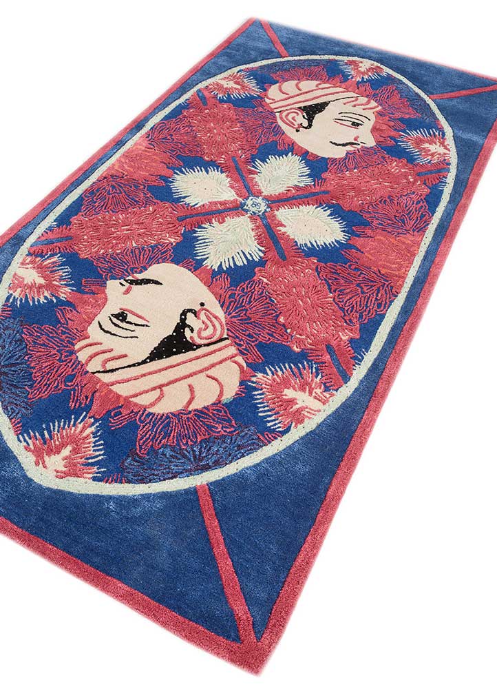 Alfombra de lana - 240 x 120 cm - azul