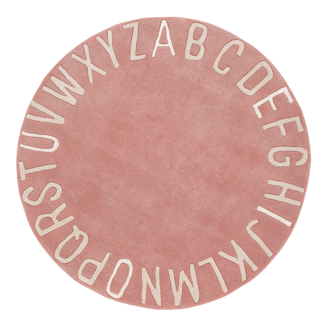 Kinderteppich Alphabet ABC rund