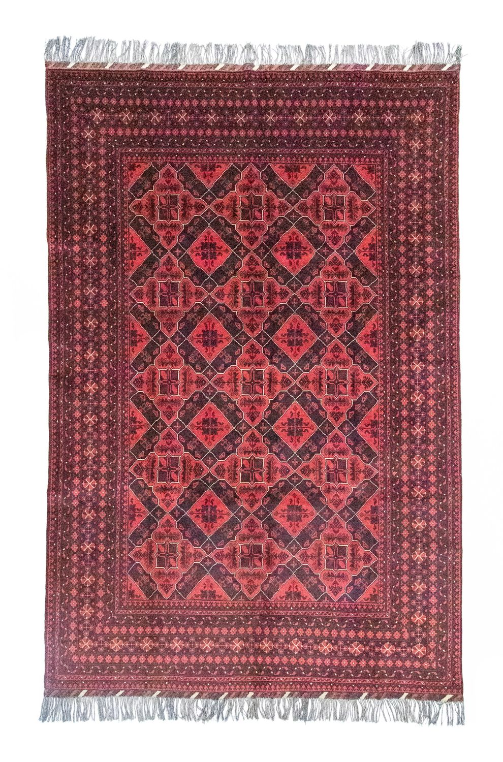 Alfombra afgana - Kunduz - 286 x 199 cm - rojo