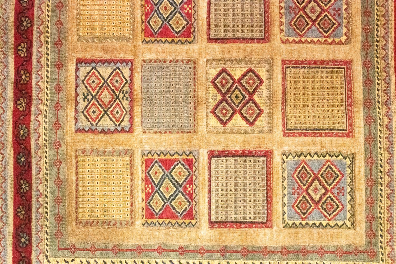 Alfombra persa - Nómada cuadrado  - 102 x 96 cm - rojo