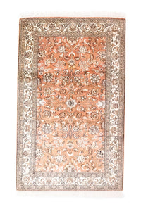 Alfombra de seda - Seda de Cachemira - 122 x 76 cm - naranja