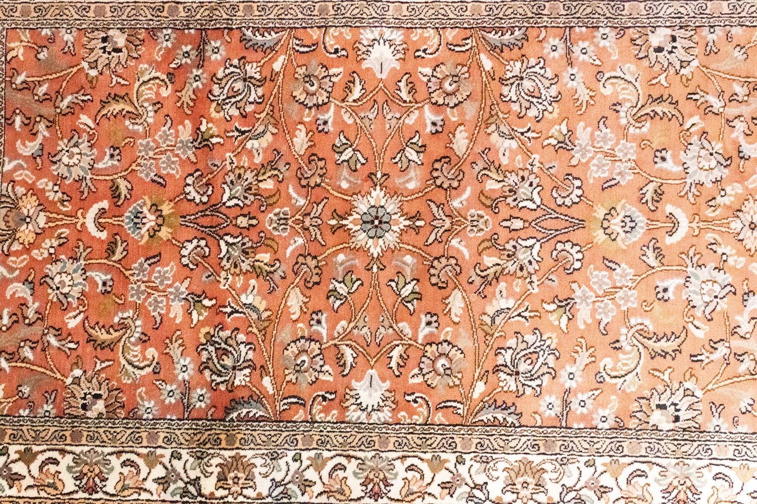 Alfombra de seda - Seda de Cachemira - 122 x 76 cm - naranja