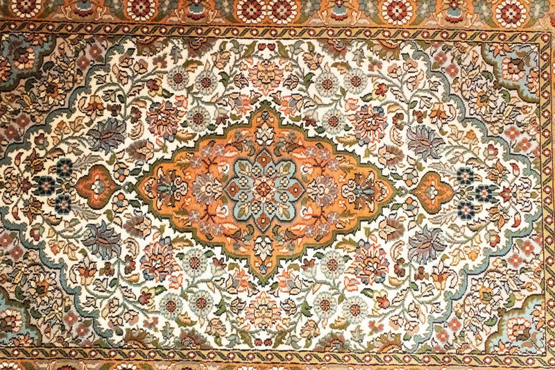 Alfombra de seda - Seda de Cachemira - 120 x 80 cm - beige