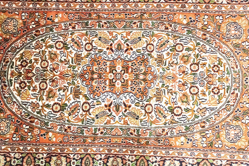 Alfombra de seda - Seda de Cachemira - 125 x 83 cm - naranja
