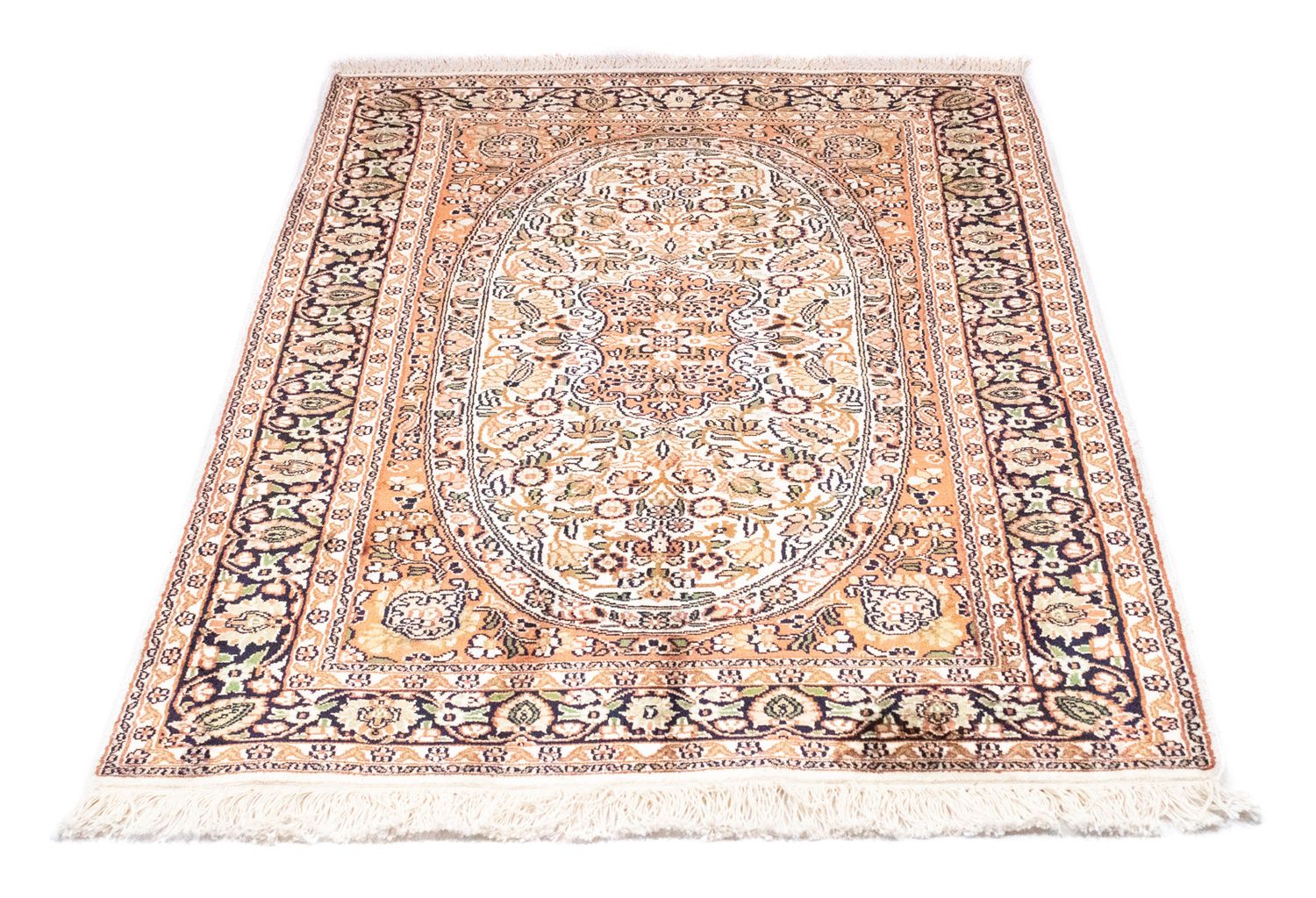 Alfombra de seda - Seda de Cachemira - 125 x 83 cm - naranja