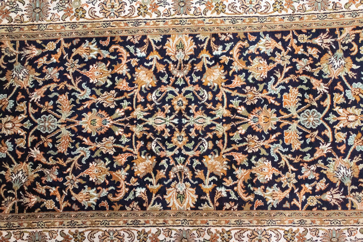 Alfombra de seda - Seda de Cachemira - 127 x 74 cm - azul