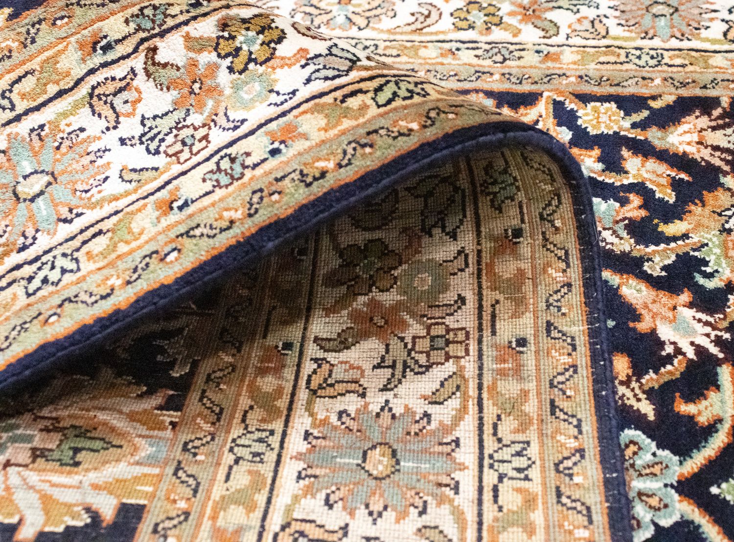 Alfombra de seda - Seda de Cachemira - 127 x 74 cm - azul