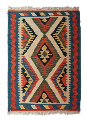 Alfombra Kelim - Oriental - 90 x 64 cm - beige