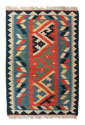 Alfombra Kelim - Oriental - 87 x 60 cm - azul