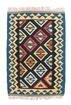 Alfombra Kelim - Oriental - 90 x 60 cm - azul