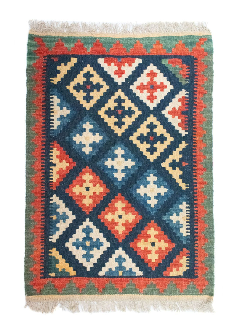 Alfombra Kelim - Oriental - 95 x 65 cm - azul