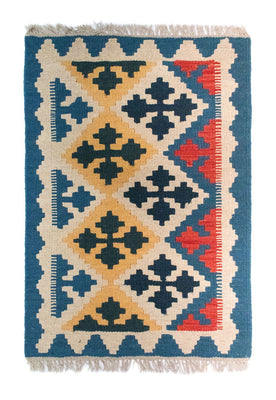 Alfombra Kelim - Oriental - 86 x 61 cm - azul
