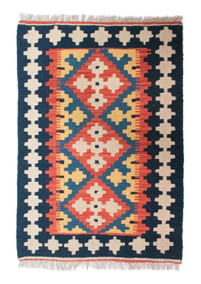 Alfombra Kelim - Oriental - 89 x 60 cm - azul