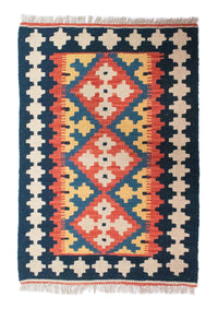 Alfombra Kelim - Oriental - 89 x 60 cm - azul