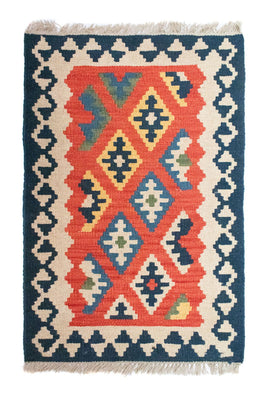 Alfombra Kelim - Oriental - 91 x 61 cm - naranja