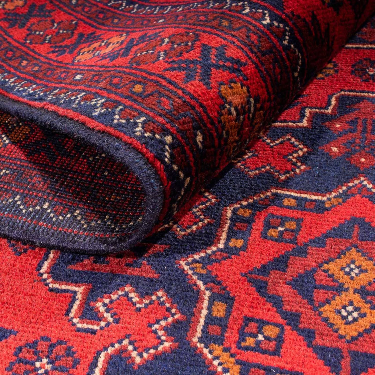 Alfombra afgana - Kunduz - 192 x 128 cm - rojo oscuro
