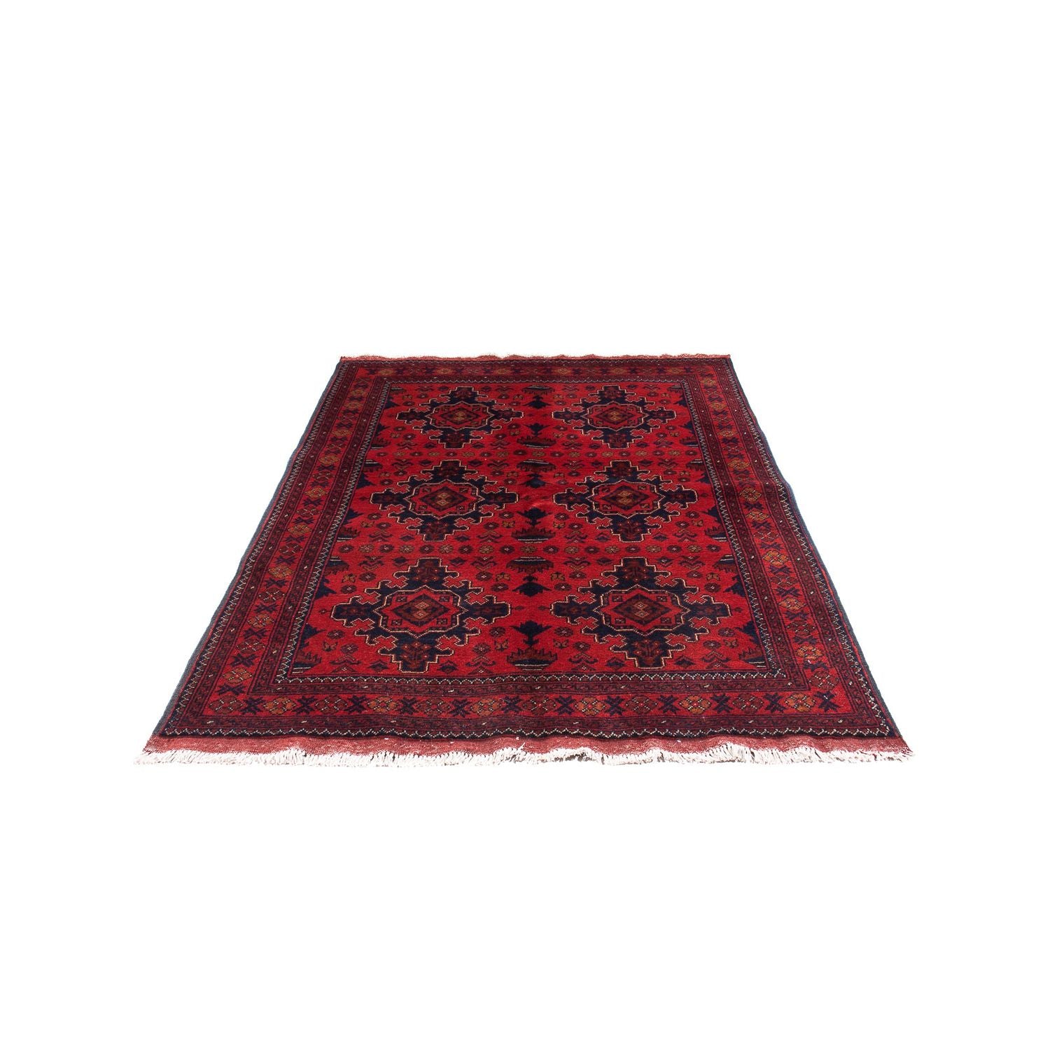Alfombra afgana - Kunduz - 192 x 128 cm - rojo oscuro