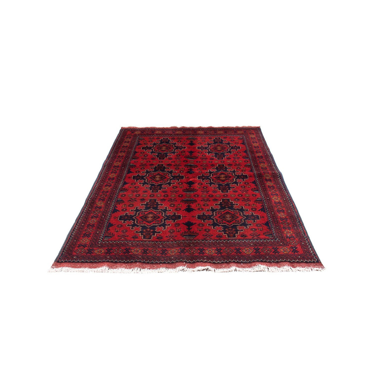 Alfombra afgana - Kunduz - 192 x 128 cm - rojo oscuro