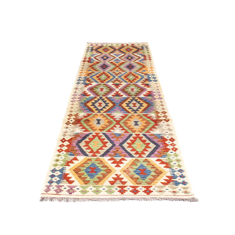 Alfombra de pasillo Alfombra Kelim - Splash - 305 x 81 cm - beige