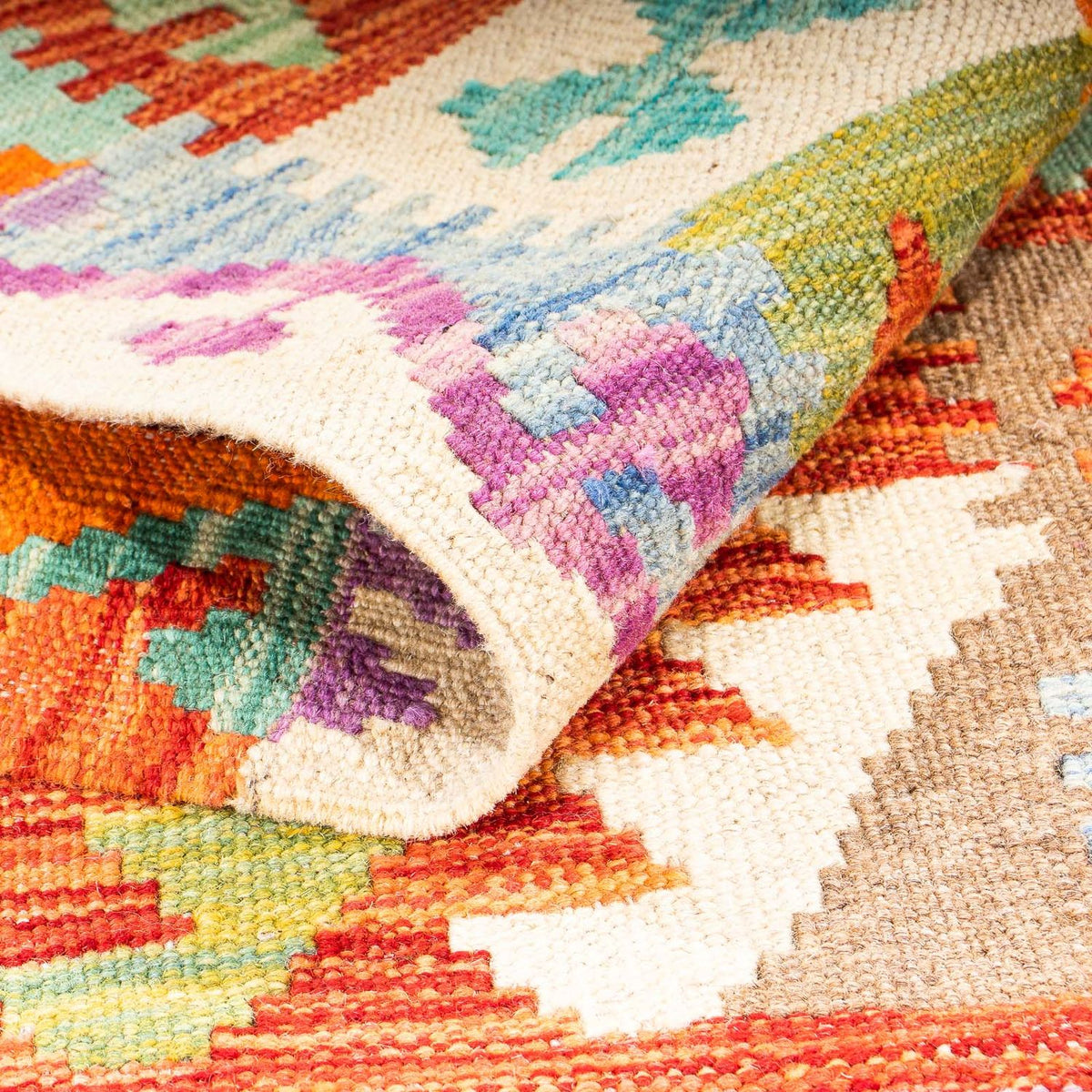 Alfombra de pasillo Alfombra Kelim - Splash - 300 x 82 cm - multicolor