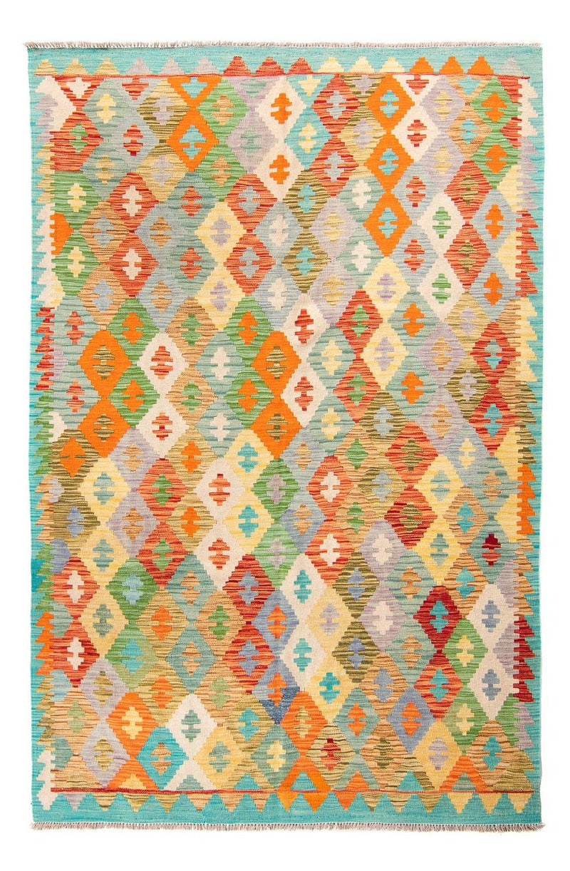 Alfombra Kelim - Splash - 254 x 174 cm - turquesa