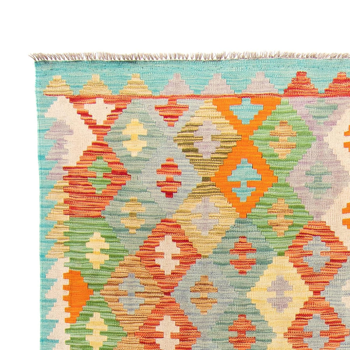 Alfombra Kelim - Splash - 254 x 174 cm - turquesa