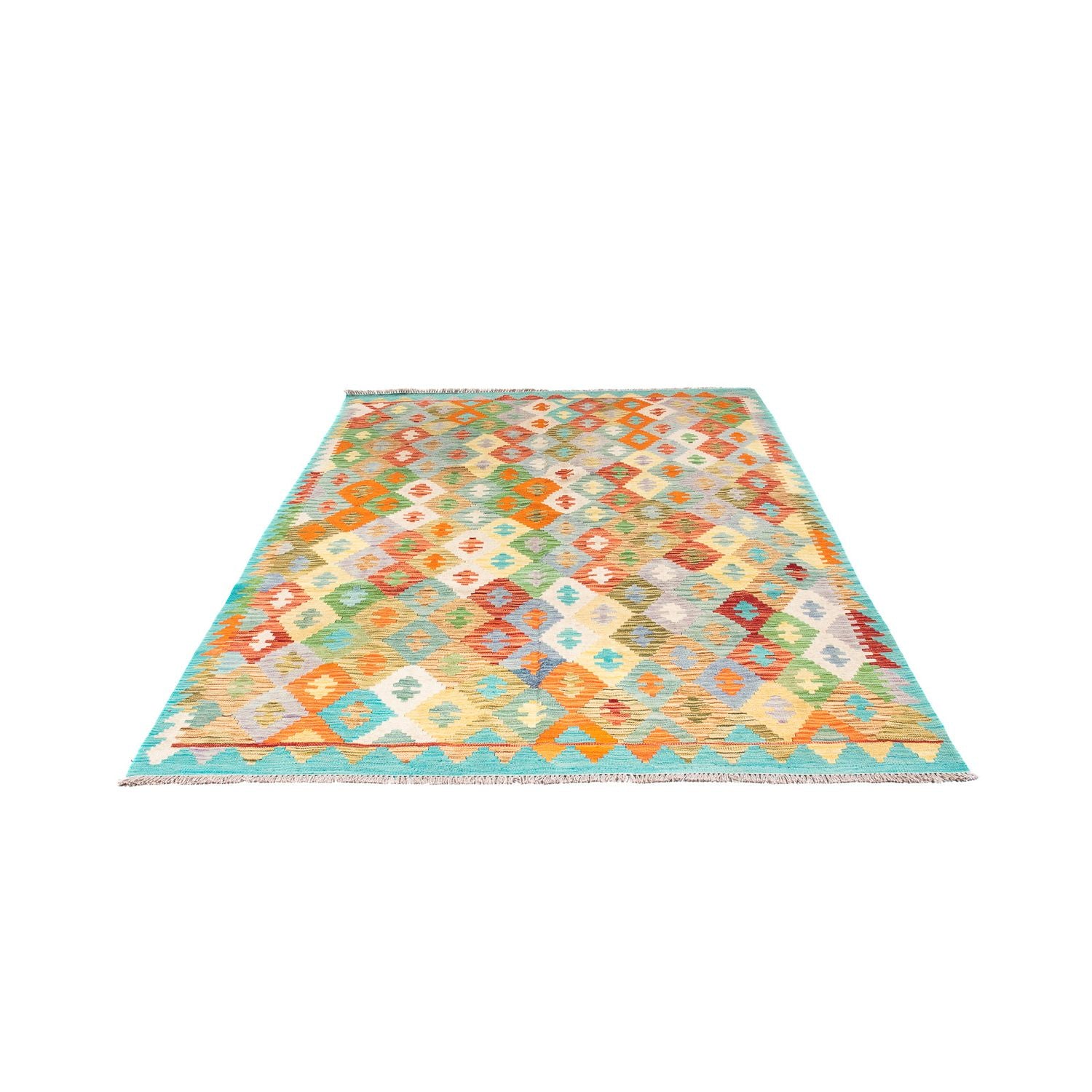 Alfombra Kelim - Splash - 254 x 174 cm - turquesa
