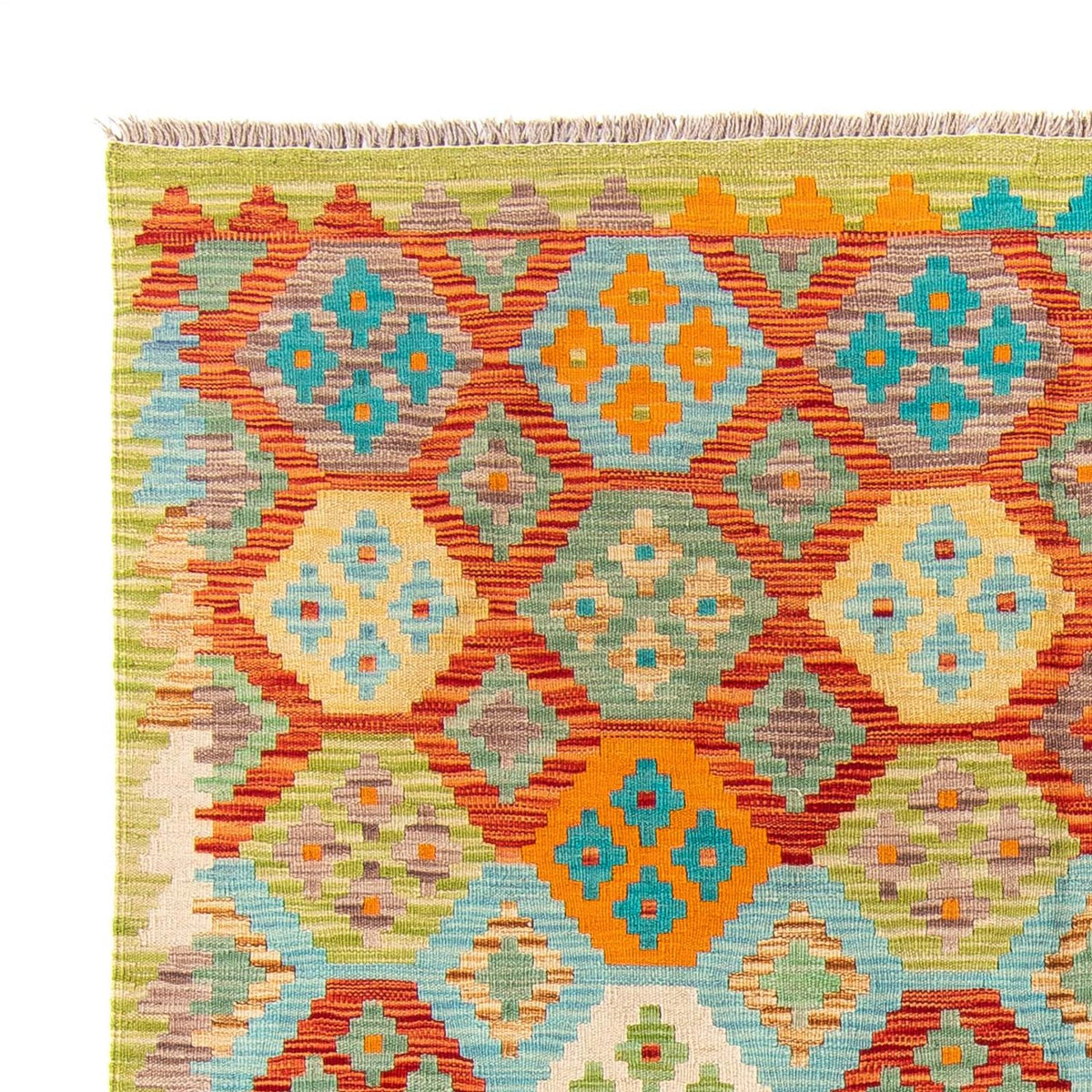 Alfombra Kelim - Splash - 205 x 155 cm - verde