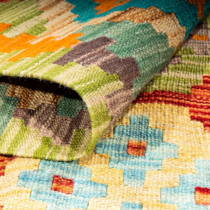 Alfombra Kelim - Splash - 205 x 155 cm - verde