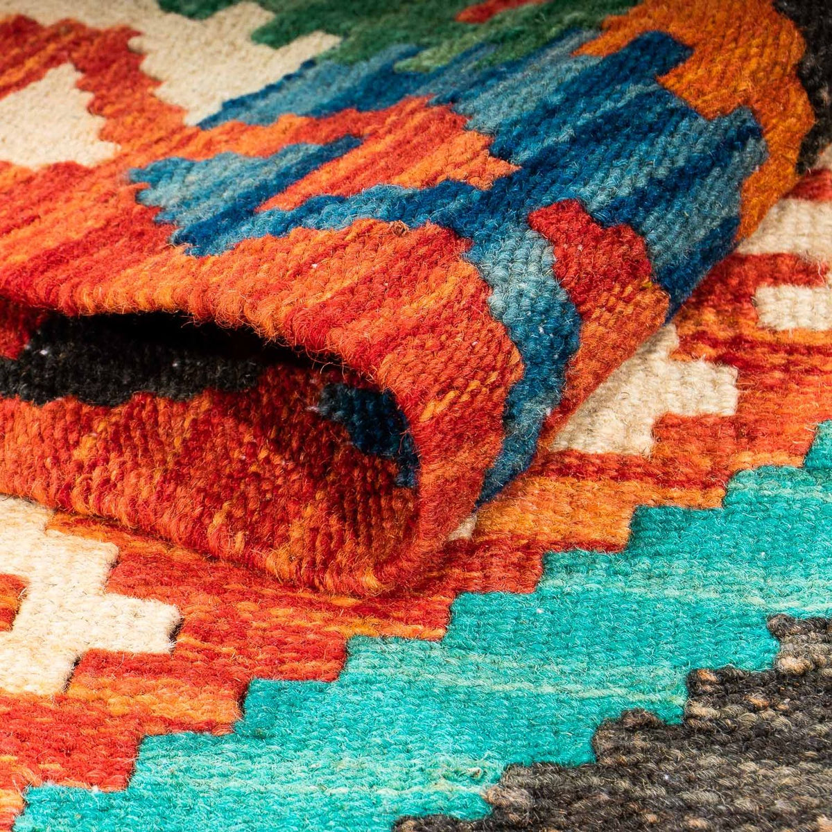 Alfombra Kelim - Splash - 128 x 86 cm - óxido