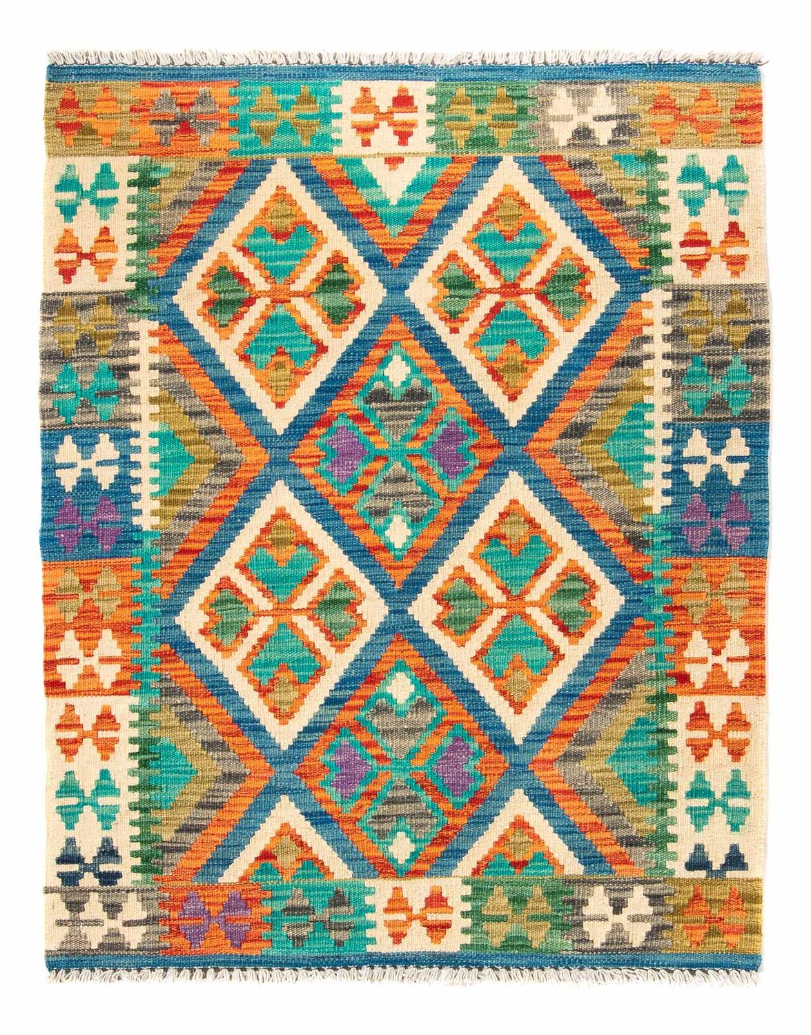 Alfombra Kelim - Splash - 115 x 92 cm - azul