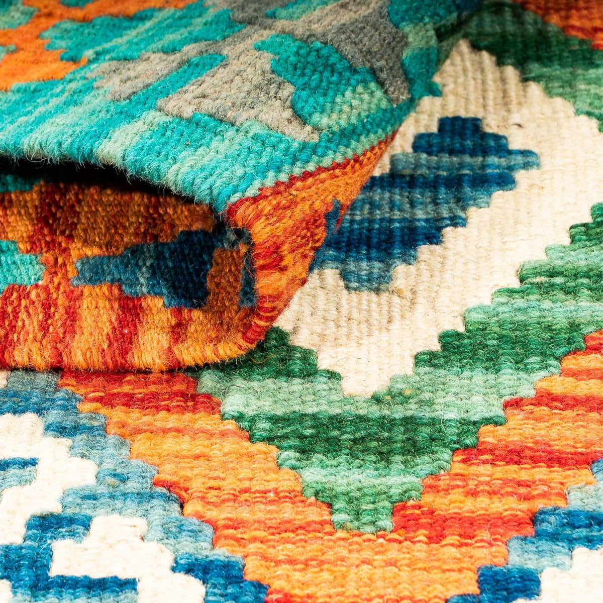 Alfombra Kelim - Splash - 115 x 92 cm - azul