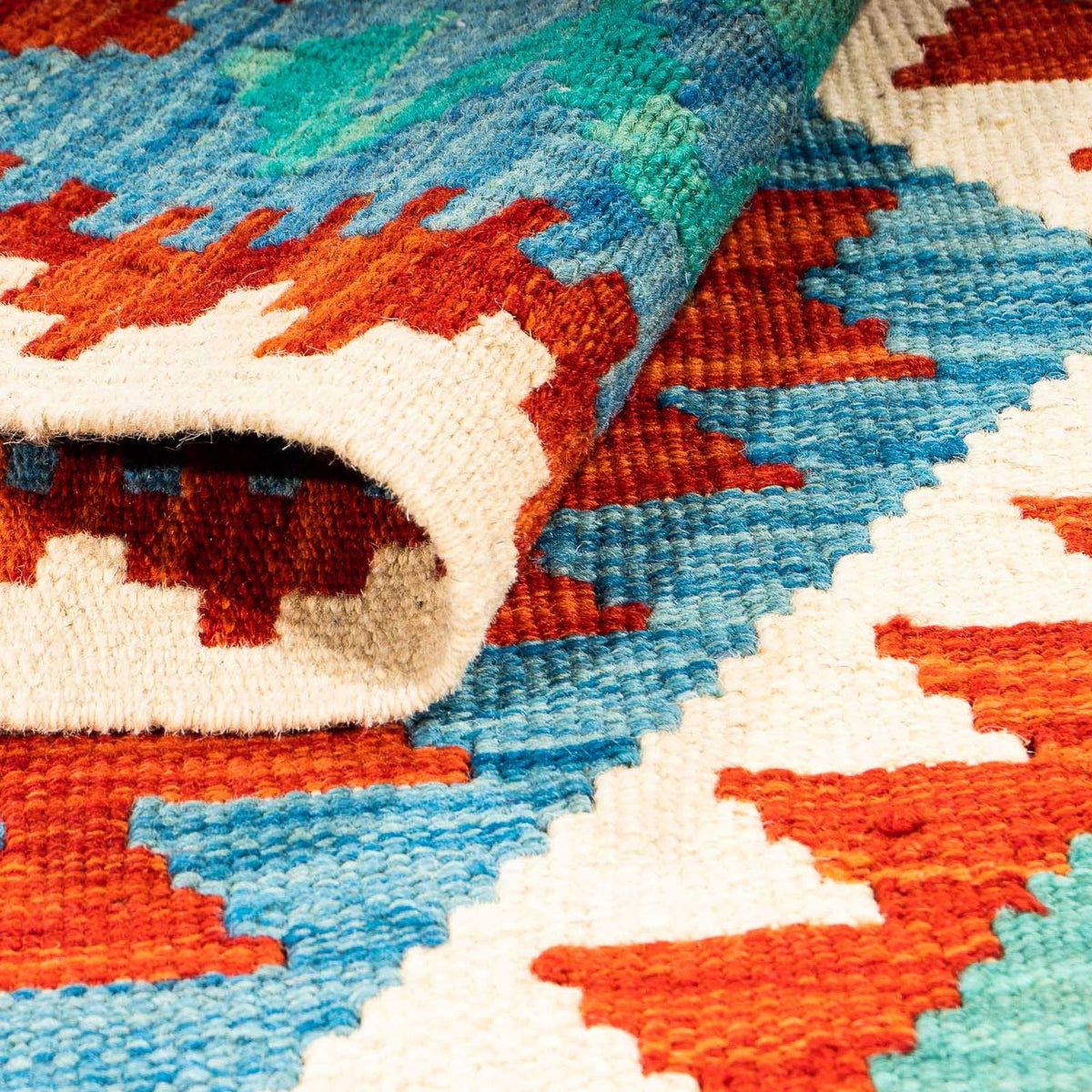 Alfombra Kelim - Splash - 122 x 81 cm - azul