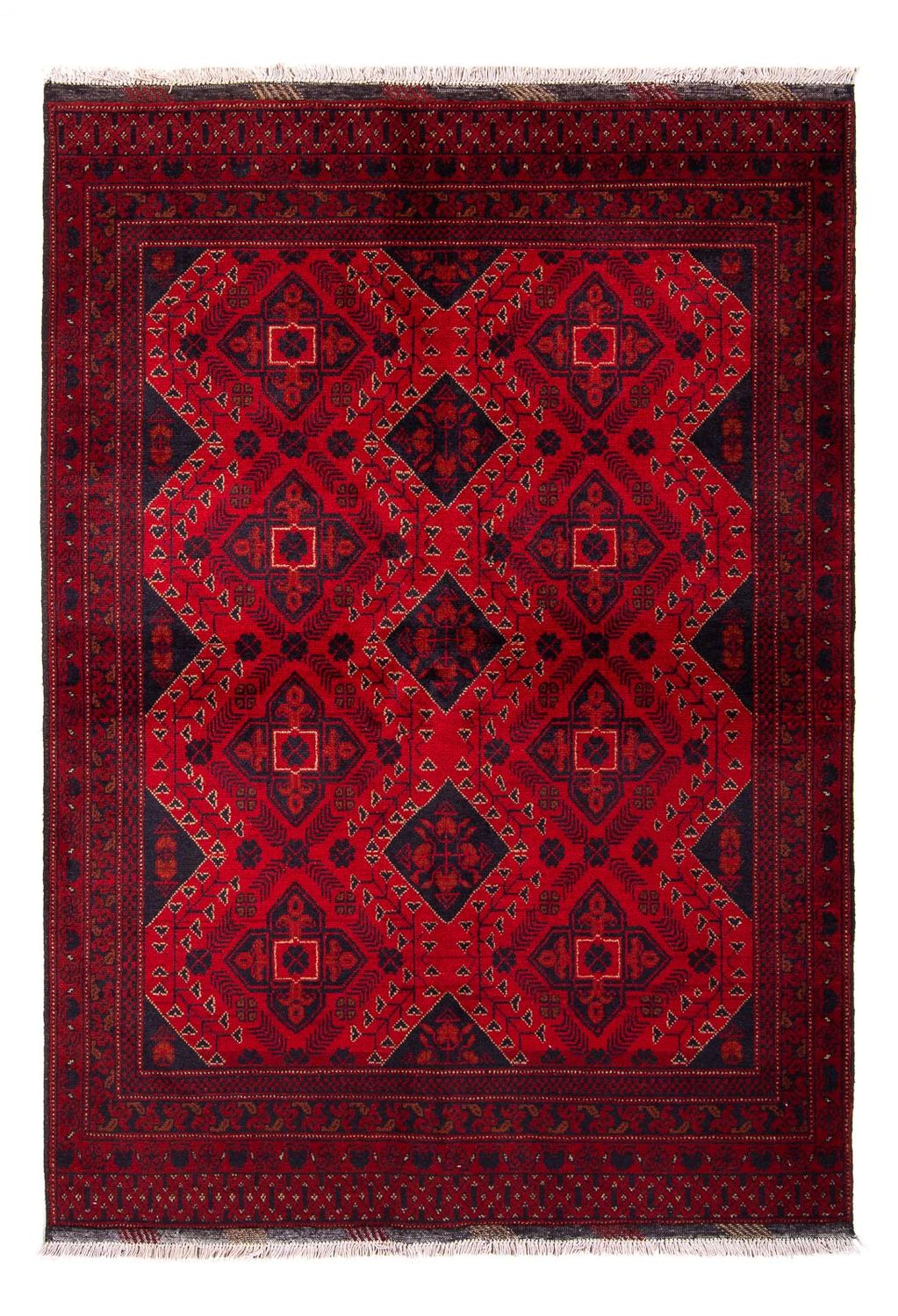 Alfombra afgana - Kunduz - 199 x 126 cm - rojo oscuro