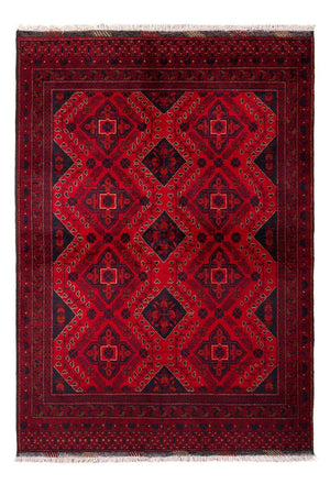 Alfombra afgana - Kunduz - 199 x 126 cm - rojo oscuro