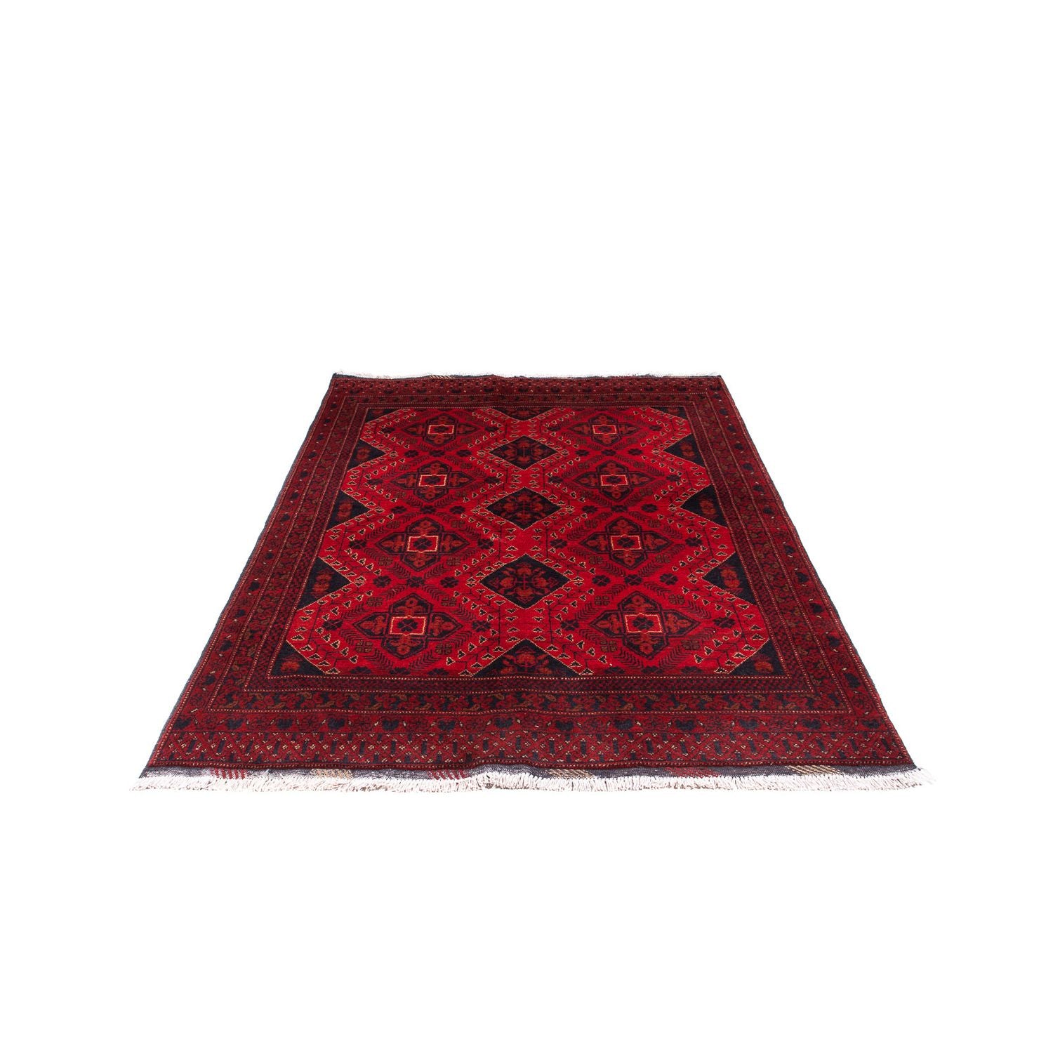Alfombra afgana - Kunduz - 199 x 126 cm - rojo oscuro