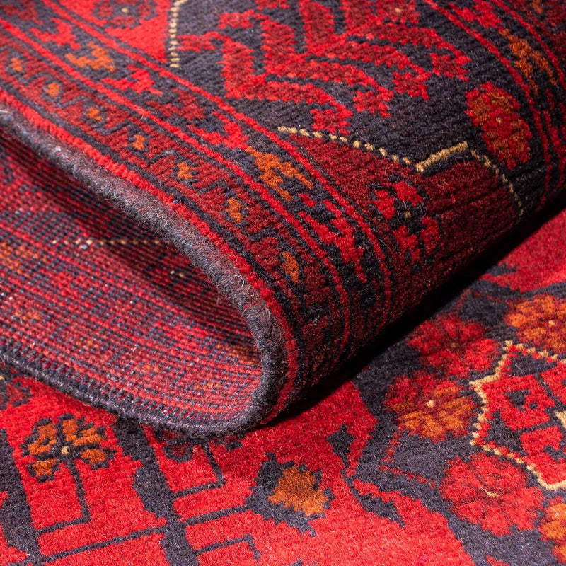 Alfombra de pasillo Alfombra afgana - Kunduz - 299 x 82 cm - rojo oscuro
